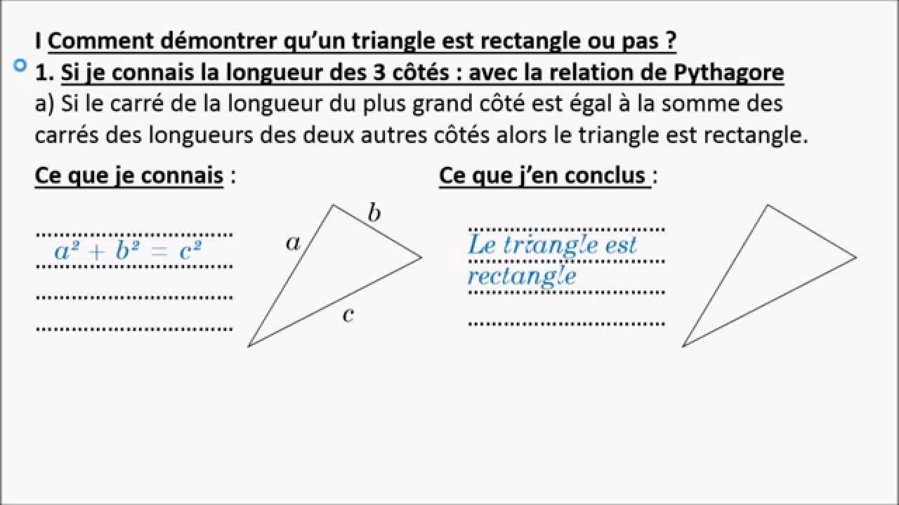 Comment Demontrer Qu Un Triangle Est Rectangle